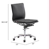 Lider Plus Armless Office Chair, Black-Furniture - Office-High Fashion Home