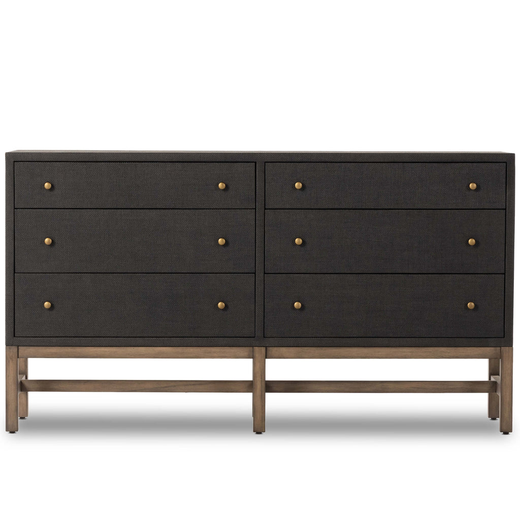 Fiona 6 Drawer Dresser, Black Raffia – High Fashion Home