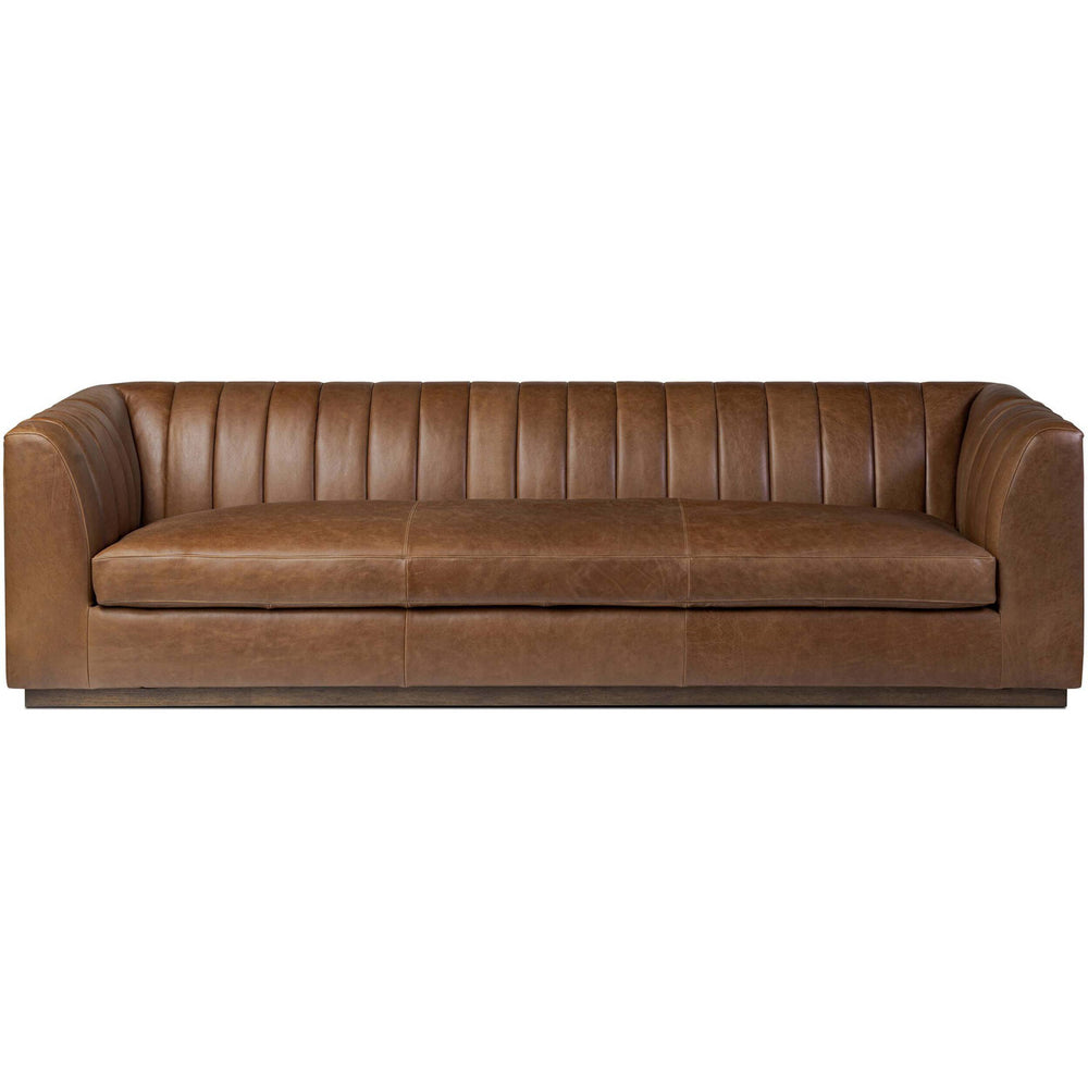 Alec Leather Sofa, Dulane Mahogany-Furniture - Sofas-High Fashion Home