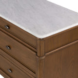 Toulouse 6 Drawer Dresser w/Marble Top, Toasted Oak-Furniture - Storage-High Fashion Home