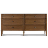 Toulouse 6 Drawer Dresser w/Marble Top, Toasted Oak-Furniture - Storage-High Fashion Home