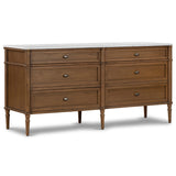 Toulouse 6 Drawer Dresser w/Marble Top, Toasted Oak-Furniture - Storage-High Fashion Home