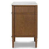 Toulouse 6 Drawer Dresser w/Marble Top, Toasted Oak-Furniture - Storage-High Fashion Home