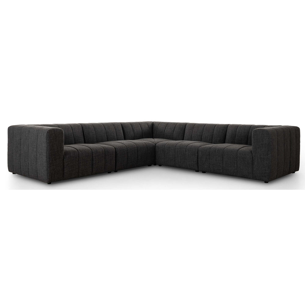 Langham Channeled 5 Piece Sectional, Saxon Charcoal-Furniture - Sofas-High Fashion Home