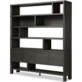 Noeline Wide Bookcase, Smoked Black-Furniture - Storage-High Fashion Home