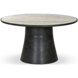 Balboa Outdoor Dining Table, Veined White Marble-Furniture - Outdoor-High Fashion Home