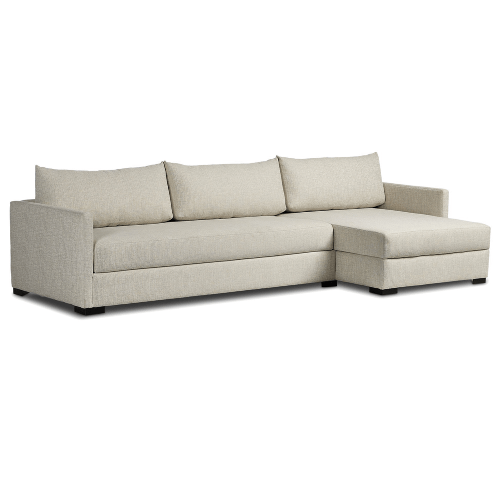 Wickham 2 Piece Left Storage Chaise Sleeper Sectional, Alameda Snow