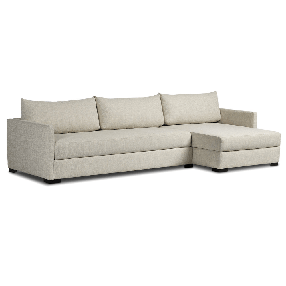 Wickham 2 Piece Right Storage Chaise Sleeper Sectional, Alameda Snow