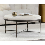 Bose Hide Round Coffee Table, Ivory-High Fashion Home