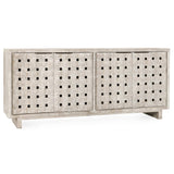 Bast 4 Door Cabinet, Timeworn Cream-Furniture - Storage-High Fashion Home