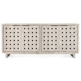 Bast 4 Door Cabinet, Timeworn Cream-Furniture - Storage-High Fashion Home