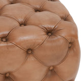 Briar Leather Ottoman, Tutor Brown