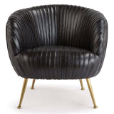 Beretta Leather Chair, Faded Black-Furniture - Chairs-High Fashion Home