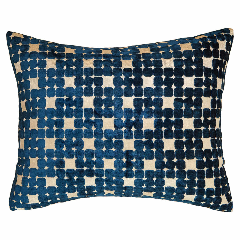 Blue Checkered Lumbar Pillow-Accessories-High Fashion Home