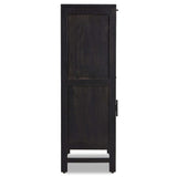 Caprice Bar Cabinet, Black Wash w/Black Cane-Furniture - Storage-High Fashion Home