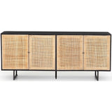 Carmel 4 Door Sideboard, Black Wash/Cane Natural-Furniture - Storage-High Fashion Home