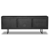 Carmel Media Console, Black Wash w/ Black Cane-Furniture - Storage-High Fashion Home