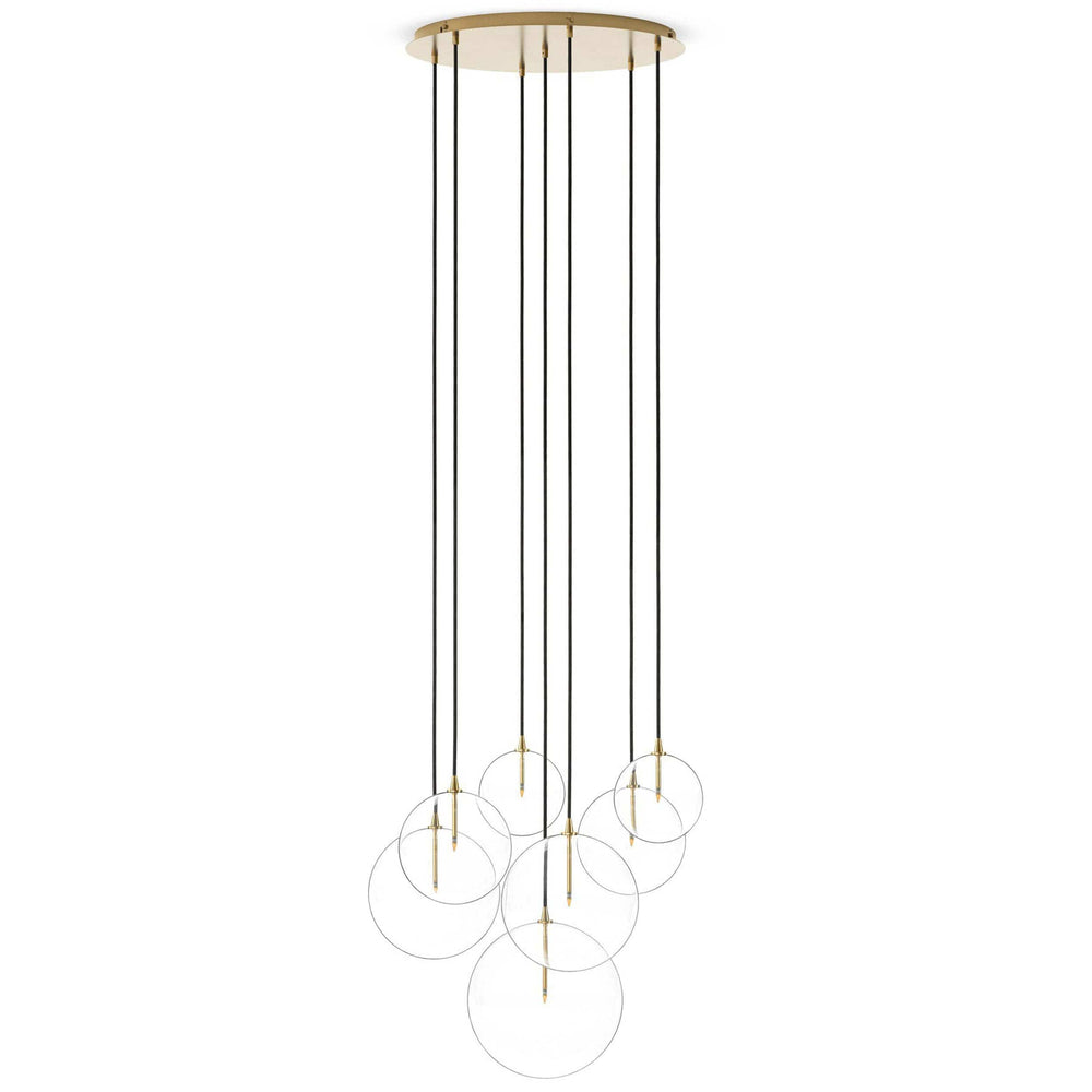 Cluster 7 MIX Chandelier, Burnished Brass-Lighting-High Fashion Home