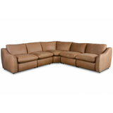 Crawford Leather Power Recliner 5-Piece Sectional, Palermo Drift