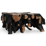 Cypress Root Square Coffee Table, Black/Natural-Furniture - Accent Tables-High Fashion Home