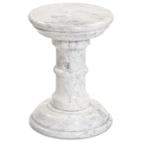 Cyprus End Table, Veined White Marble