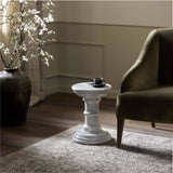 Cyprus End Table, Veined White Marble