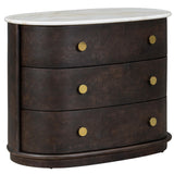 Greer 3 Drawer Nightstand, Chocolate Burl-Furniture - Bedroom-High Fashion Home