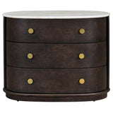 Greer 3 Drawer Nightstand, Chocolate Burl-Furniture - Bedroom-High Fashion Home