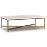 Hammered Iron Coffee Table, White Marble/Hammered Antique Brass-Furniture - Accent Tables-High Fashion Home