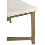 Hammered Iron Coffee Table, White Marble/Hammered Antique Brass-Furniture - Accent Tables-High Fashion Home