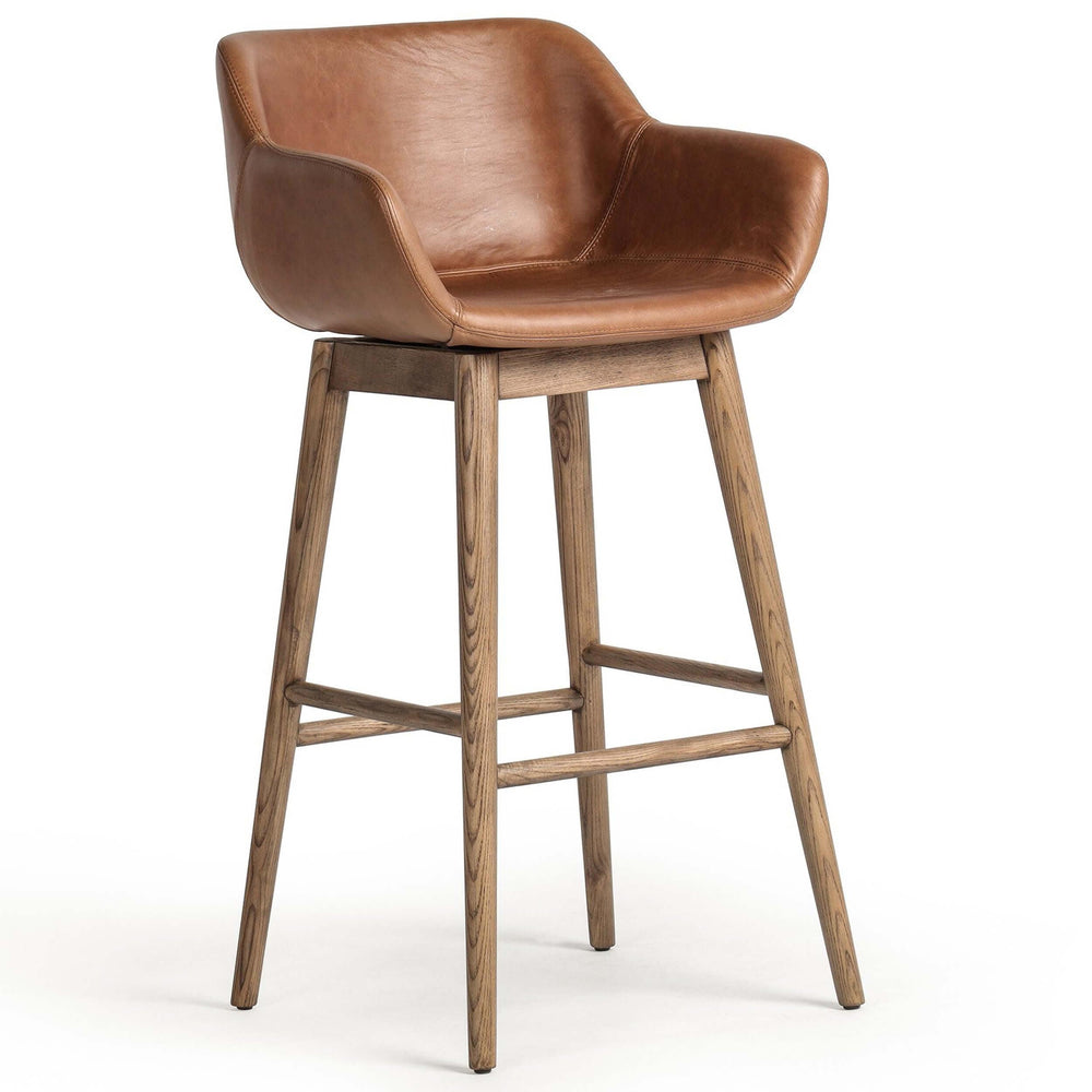 Hannah Leather Swivel Bar & Counter Stool, Sonoma Chestnut-Furniture - Dining-High Fashion Home