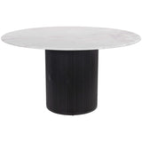 Izola Dining Table, White Marble/Black Base-Furniture - Dining-High Fashion Home