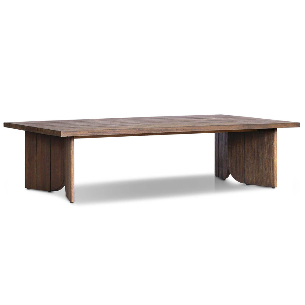 Joette Outdoor Coffee Table, Stained Saddle Brown-High Fashion Home