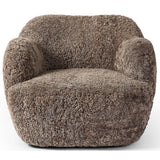 Julius Swivel Chair, Taupe Shearling-Furniture - Chairs-High Fashion Home