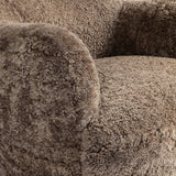 Julius Swivel Chair, Taupe Shearling-Furniture - Chairs-High Fashion Home