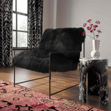 Kimi Sheepskin Chair, Black-Furniture - Chairs-High Fashion Home