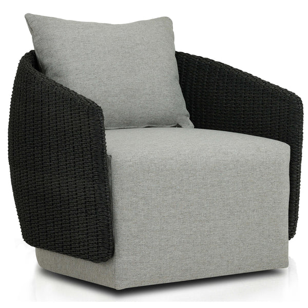 Black wicker swivel online chair