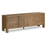 Noeline Media Console, Resawn Worn Oak-Furniture - Storage-High Fashion Home