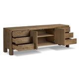 Noeline Media Console, Resawn Worn Oak-Furniture - Storage-High Fashion Home