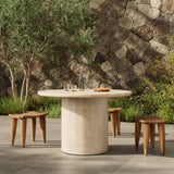 Oakland 48" Round Outdoor Dining Table, Cream Marble-Furniture - Dining-High Fashion Home