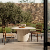 Oakland 60" Round Outdoor Dining Table, Cream Marble