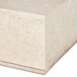 Oakland Rectangular Outdoor Coffee Table, Cream Marble-Furniture - Accent Tables-High Fashion Home