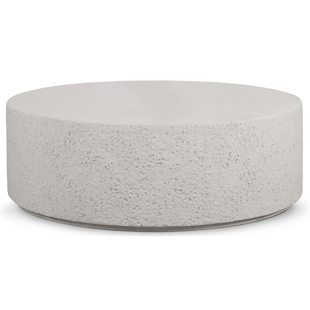 Otero Round Outdoor Coffee Table, White-Furniture - Accent Tables-High Fashion Home