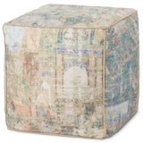 Loloi Cube Pouf LPF0031, Blue/Multi-Furniture - Chairs-High Fashion Home