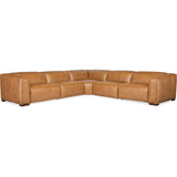 Fresco 5 Seat Power Leather Sectional, Zen Caramel-Furniture - Sofas-High Fashion Home