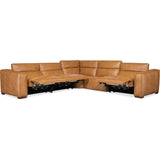 Fresco 5 Seat Power Leather Sectional, Zen Caramel-Furniture - Sofas-High Fashion Home