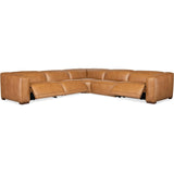 Fresco 5 Seat Power Leather Sectional, Zen Caramel-Furniture - Sofas-High Fashion Home