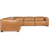 Fresco 5 Seat Power Leather Sectional, Zen Caramel-Furniture - Sofas-High Fashion Home