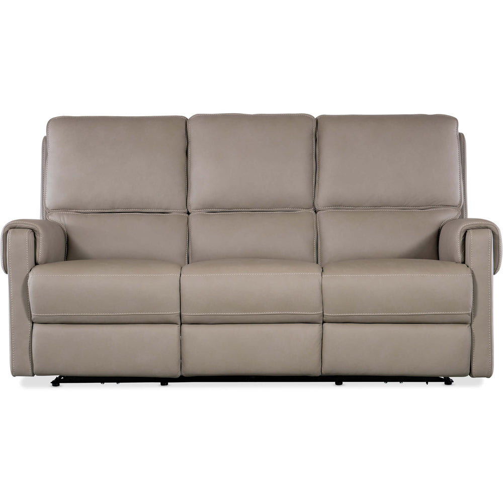 Somers Leather Power Sofa, Dark Taupe-Furniture - Sofas-High Fashion Home