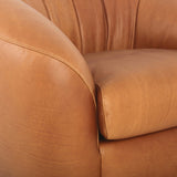 Saldana Leather Swivel Chair, Lorento Cognac-Furniture - Chairs-High Fashion Home